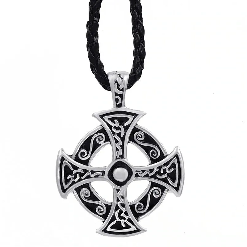 Celtic Solar Cross Pendant Necklace / Zinc Pewter Amulet / Men's And Women's Jewelry