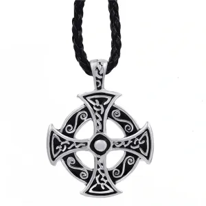 Celtic Solar Cross Pendant Necklace / Zinc Pewter Amulet / Men's And Women's Jewelry