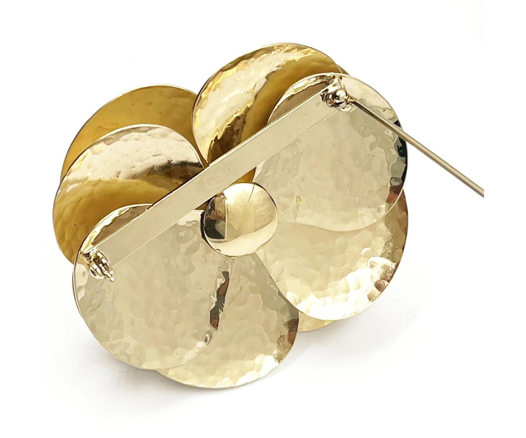 CHANEL Gold CC Ivory Camellia Large Brooch