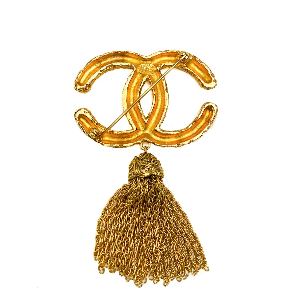 Chanel Gold CC Tassel Brooch Pin 93A Vintage