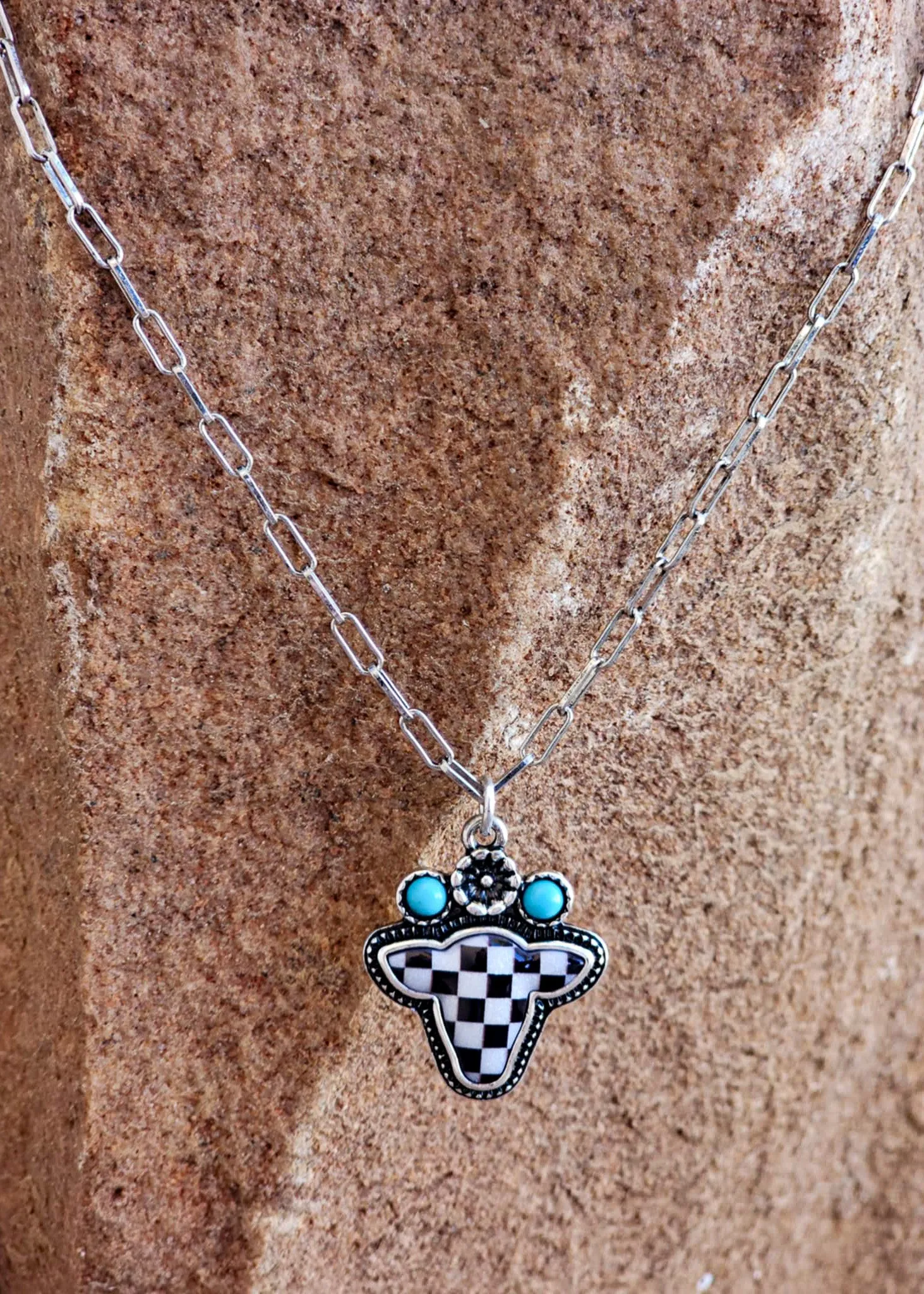 Checkered Cow Necklace