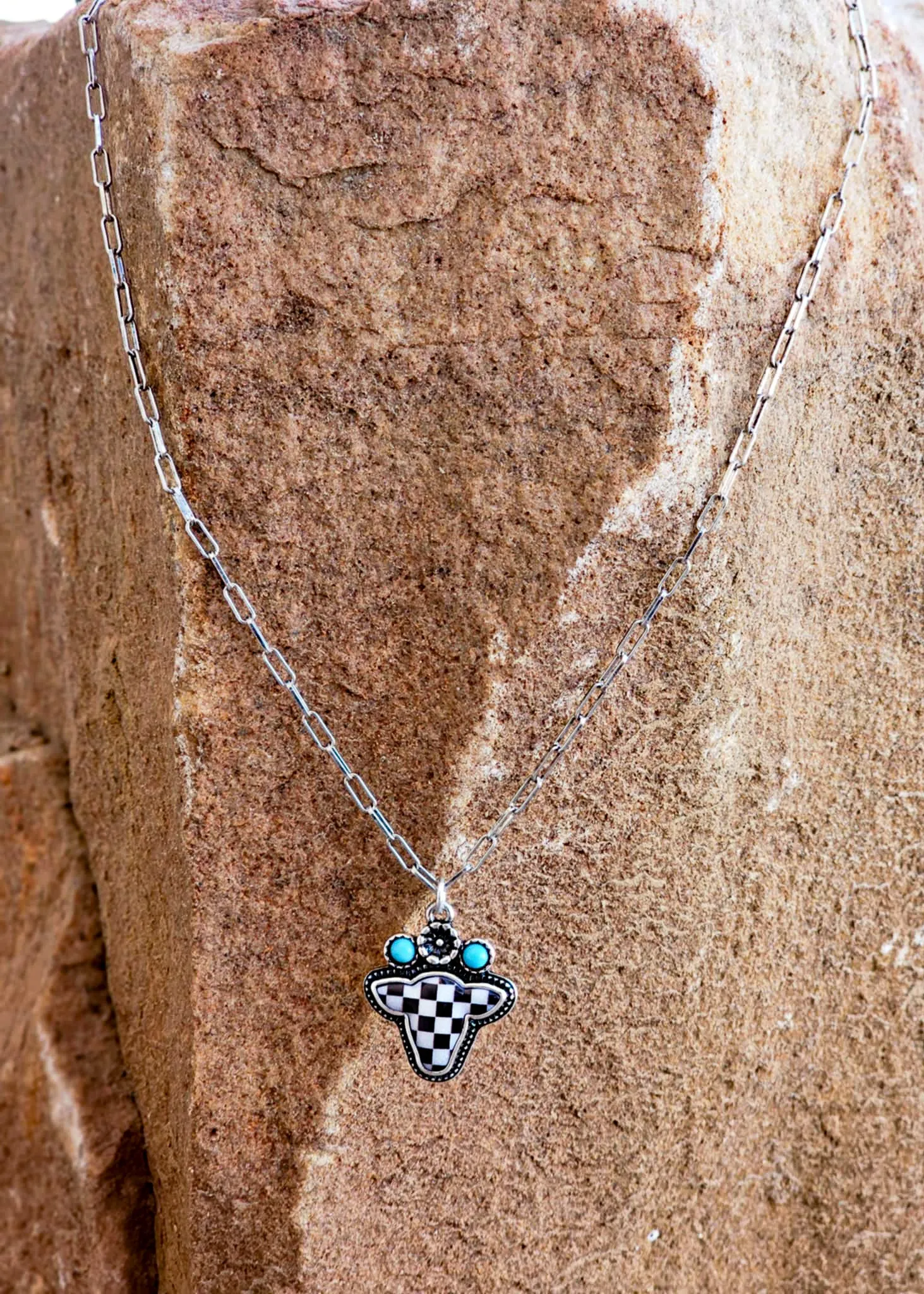 Checkered Cow Necklace