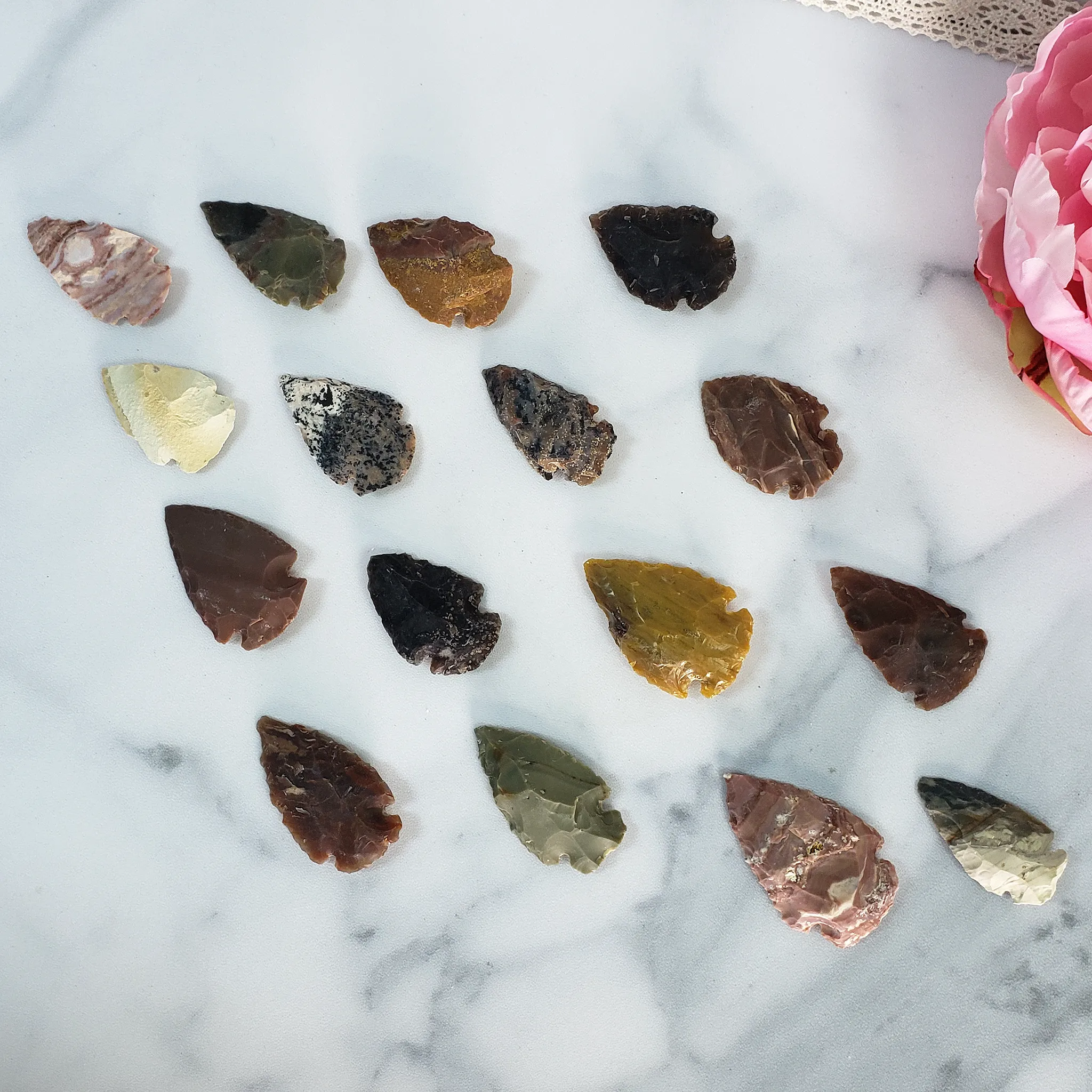 Chert Rock & Jasper Gemstone Hand Knapped Natural Stone Arrowhead
