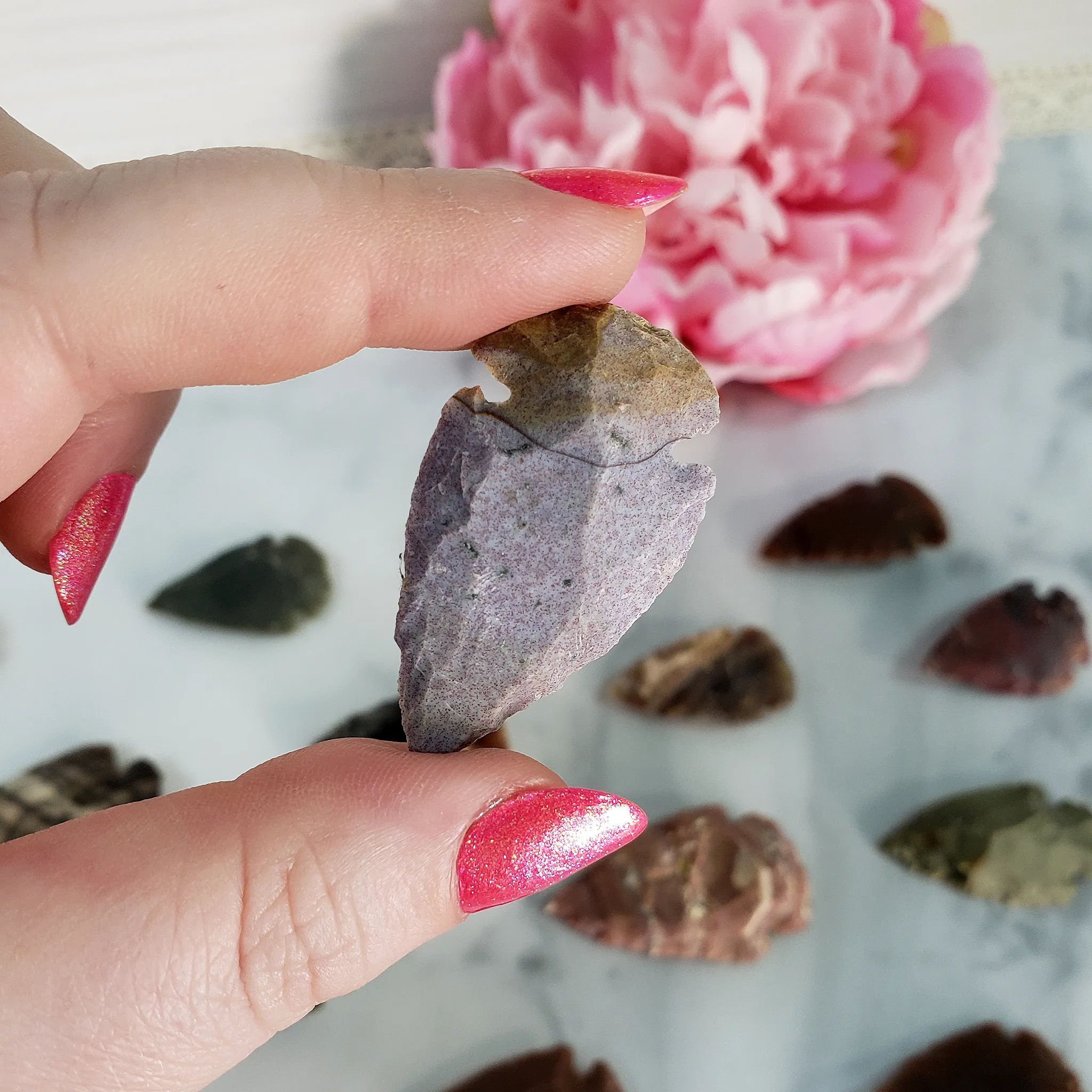 Chert Rock & Jasper Gemstone Hand Knapped Natural Stone Arrowhead