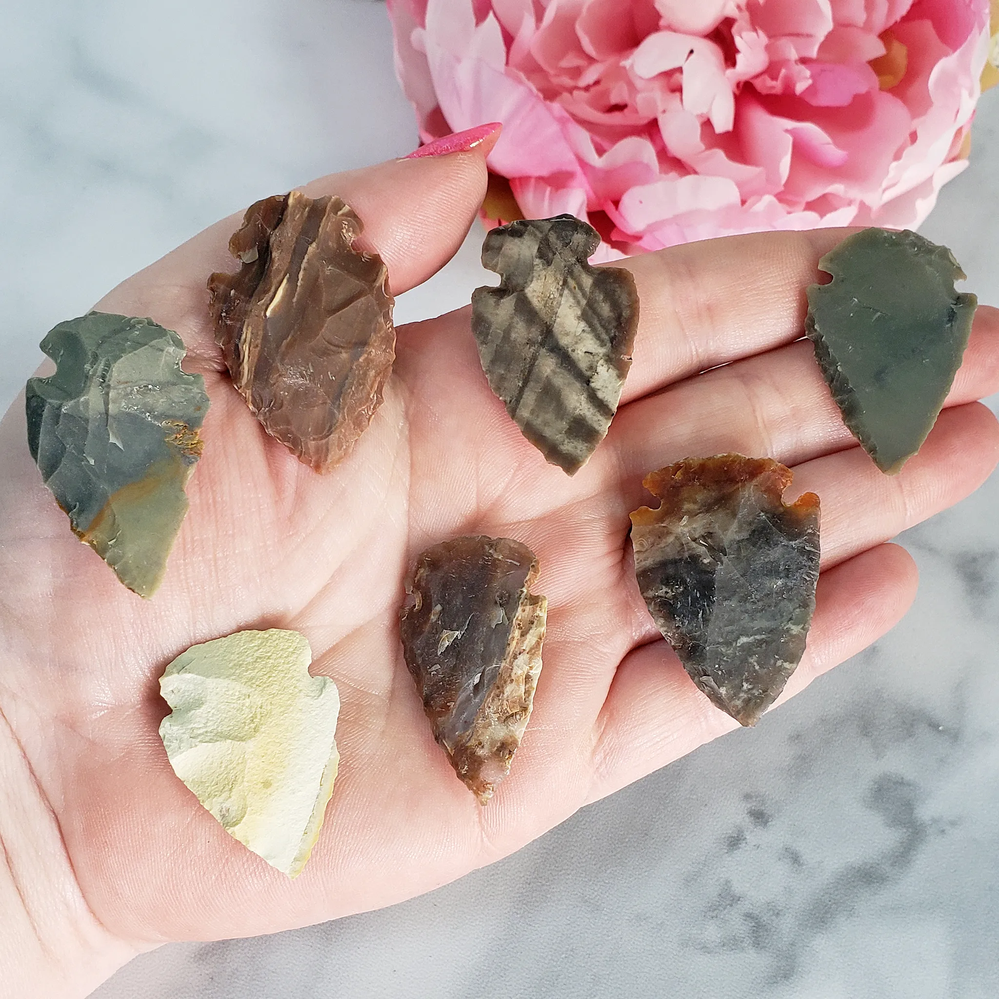 Chert Rock & Jasper Gemstone Hand Knapped Natural Stone Arrowhead