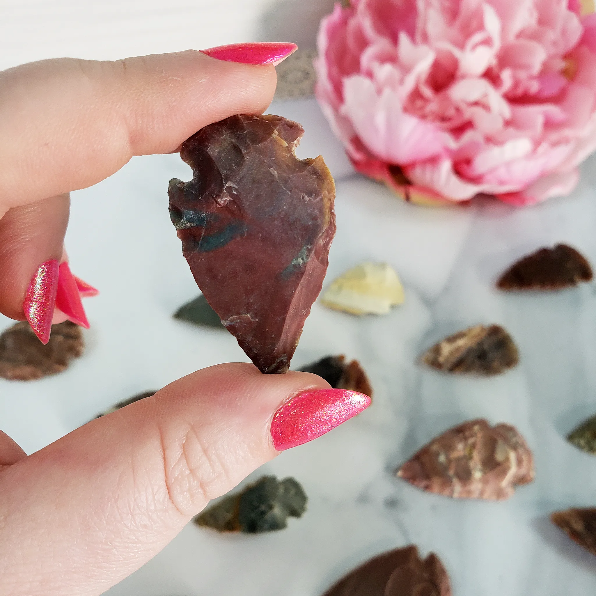 Chert Rock & Jasper Gemstone Hand Knapped Natural Stone Arrowhead