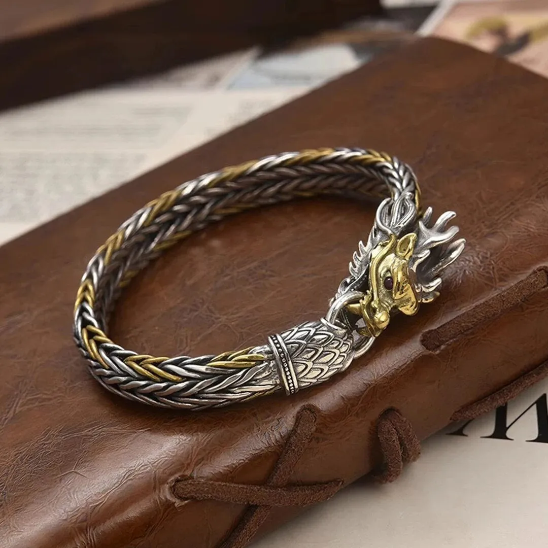 China-Chic National Style Bicolor Woven Leading Bracelet Men's Aggressive