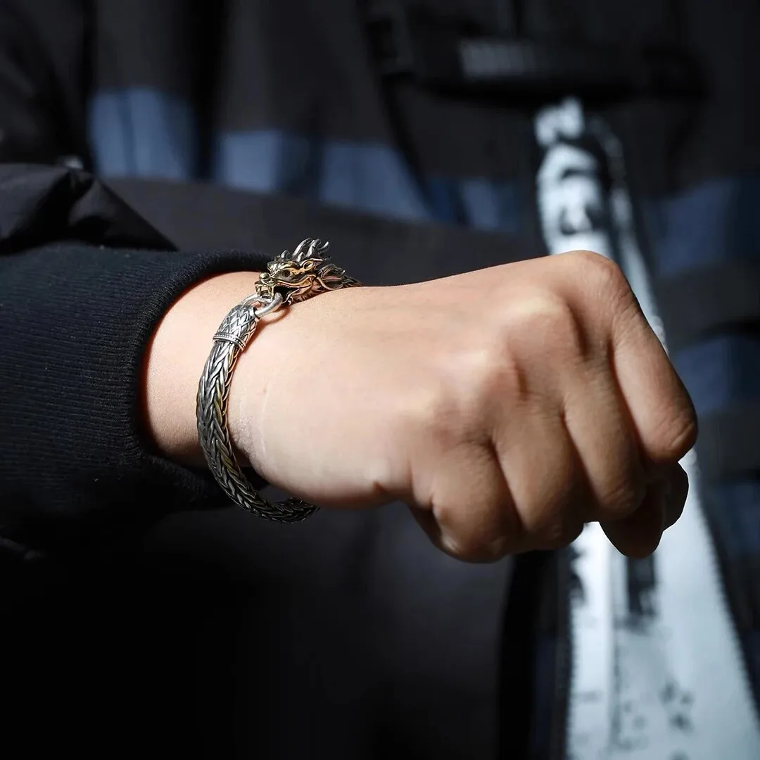 China-Chic National Style Bicolor Woven Leading Bracelet Men's Aggressive