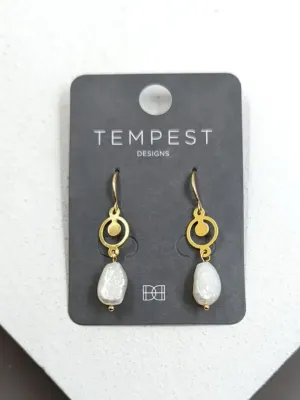 Circle and Pearl Earrings