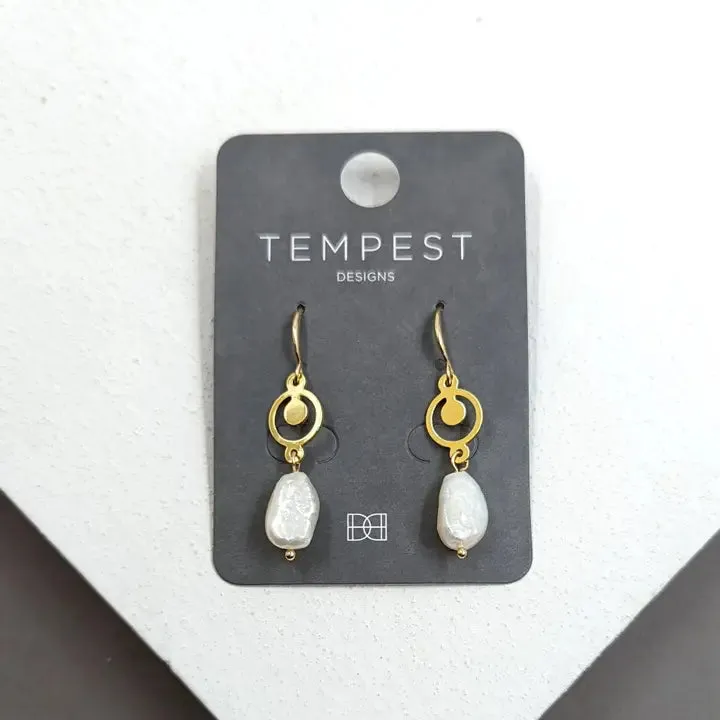 Circle and Pearl Earrings