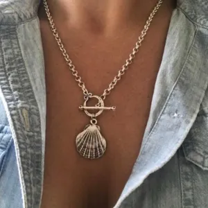 Clam Shell T-Bar Necklace
