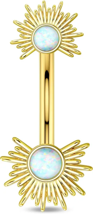 COCHARM Belly Button Rings, 14G Sun Belly Navel Rings for Women, Stainless Steel Belly Navel Piercing Jewelry