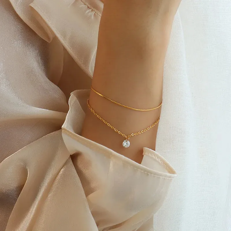 Crystal Charm Double-Layer Bracelet