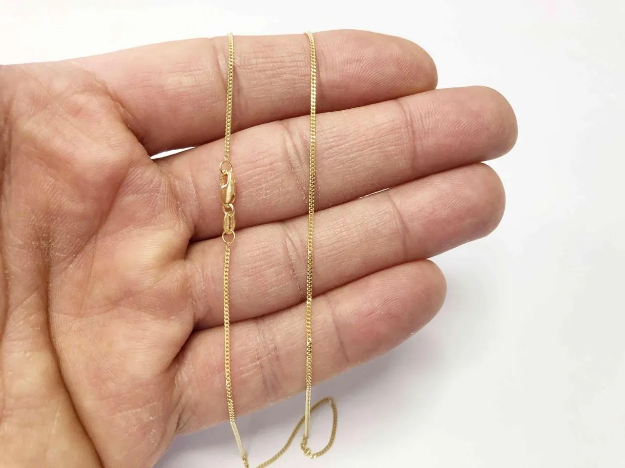Cuban Curb Chain 14K Solid Yellow Gold, 16" 18" 20" - 1mm - Necklace Chain, Layering Chain, Sturdy Dainty Pendant Chain Genuine 14K Gold