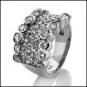 Cubic Zirconia Band Bezel and Pave Set 14k White Gold
