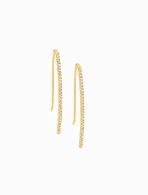 Cubic Zirconia Drop Bar Earrings Gold