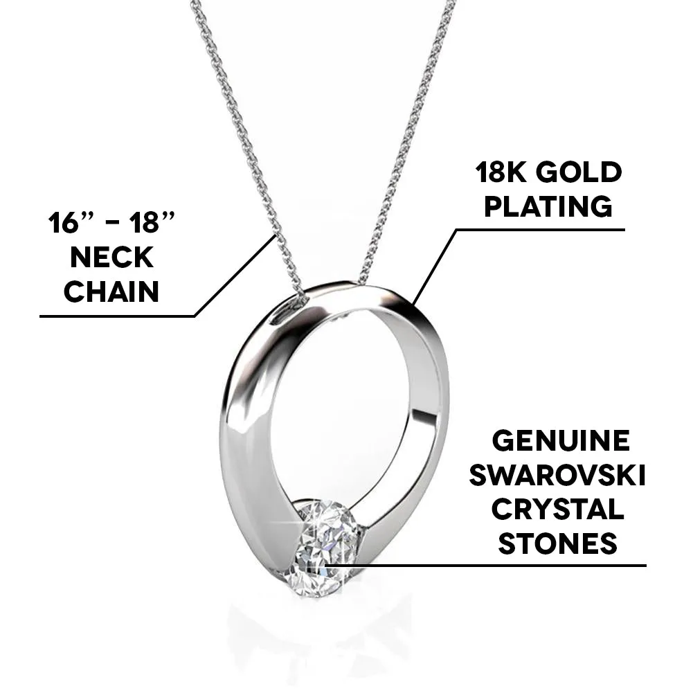 Dahlia 18k White Gold Plated Necklace with Simulated Diamond Crystal