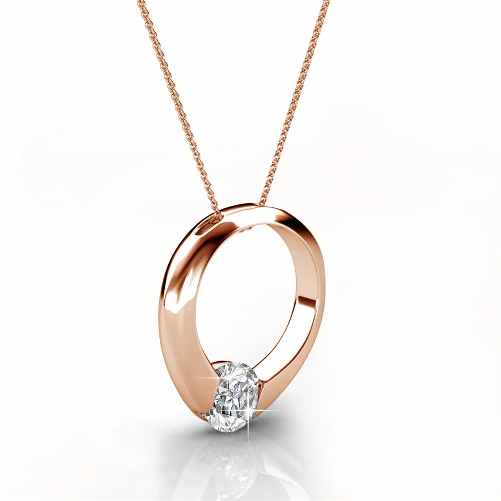 Dahlia 18k White Gold Plated Necklace with Simulated Diamond Crystal