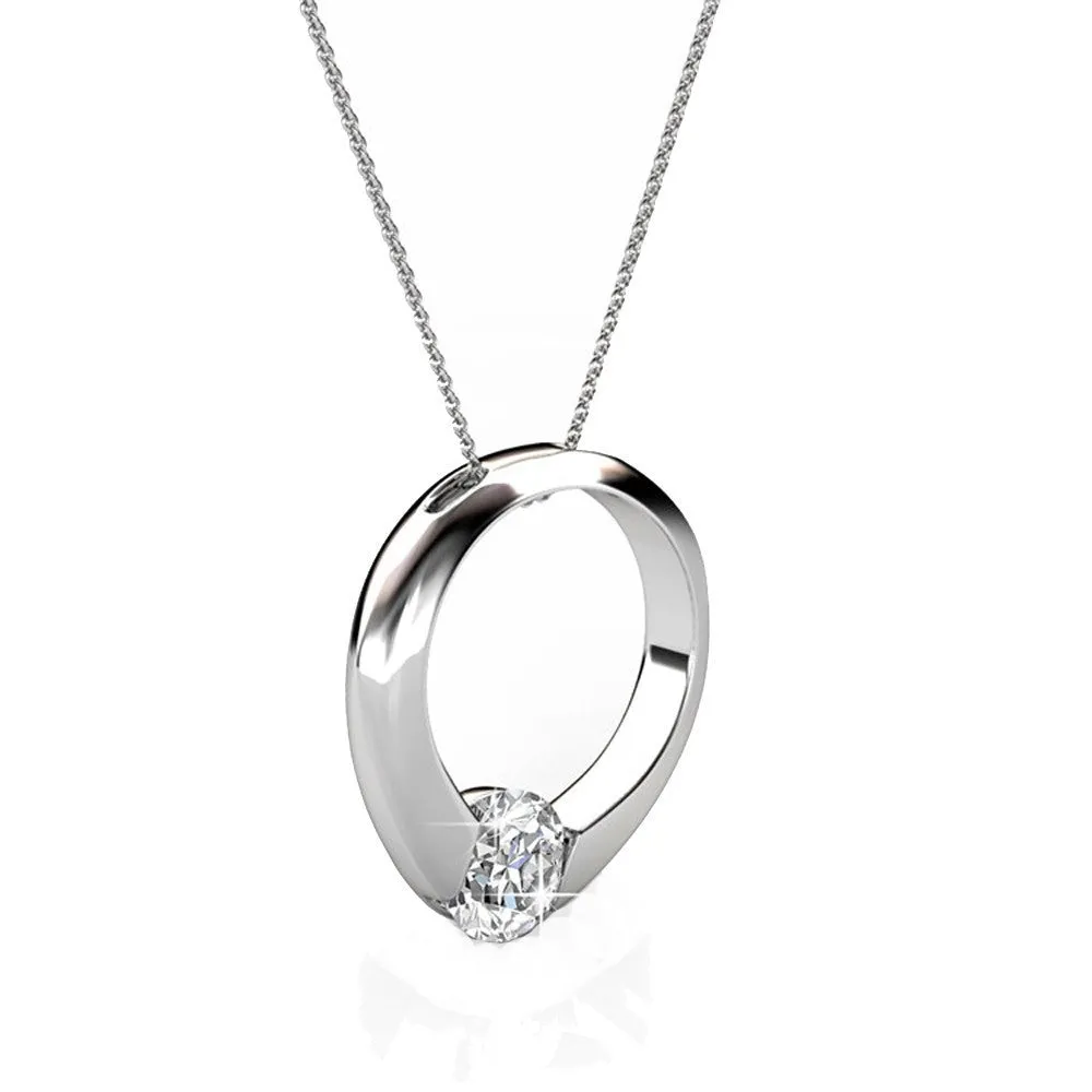 Dahlia 18k White Gold Plated Necklace with Simulated Diamond Crystal