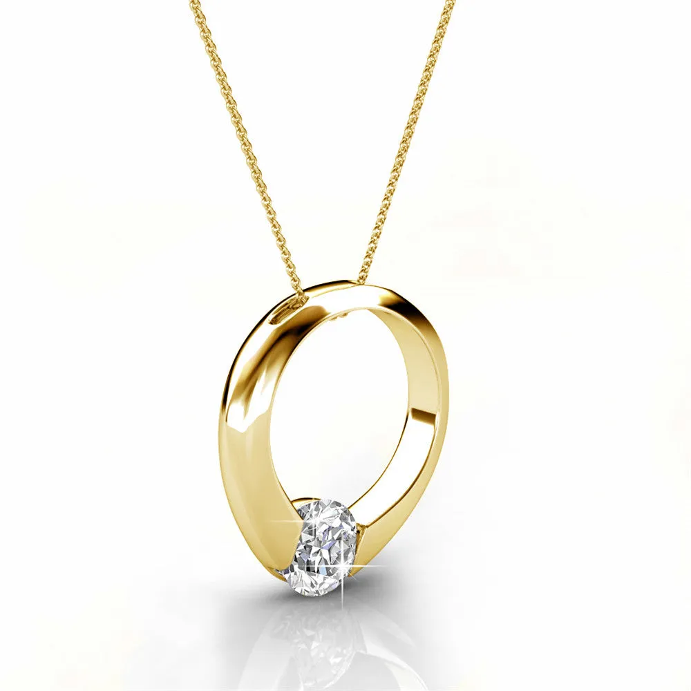 Dahlia 18k White Gold Plated Necklace with Simulated Diamond Crystal