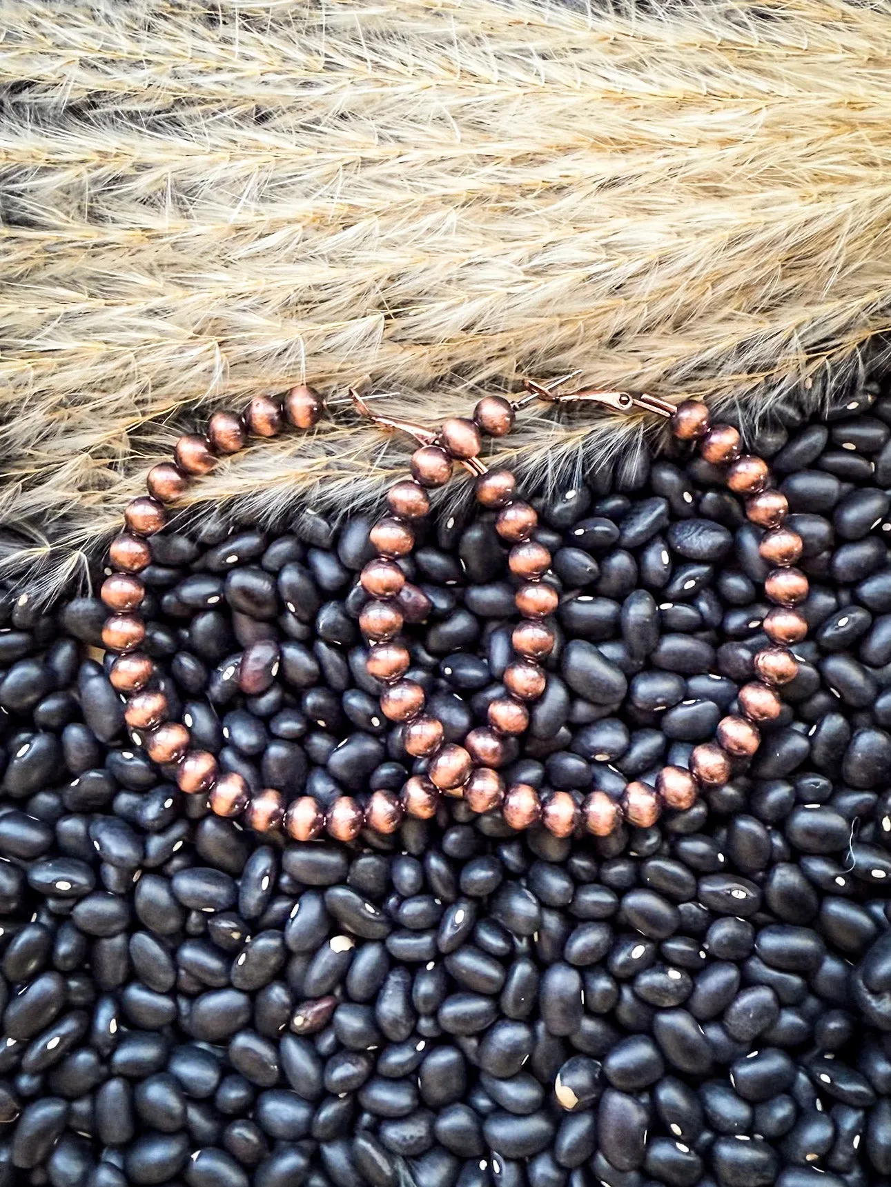 Darcy Navajo Style Pearl Hoop Earrings