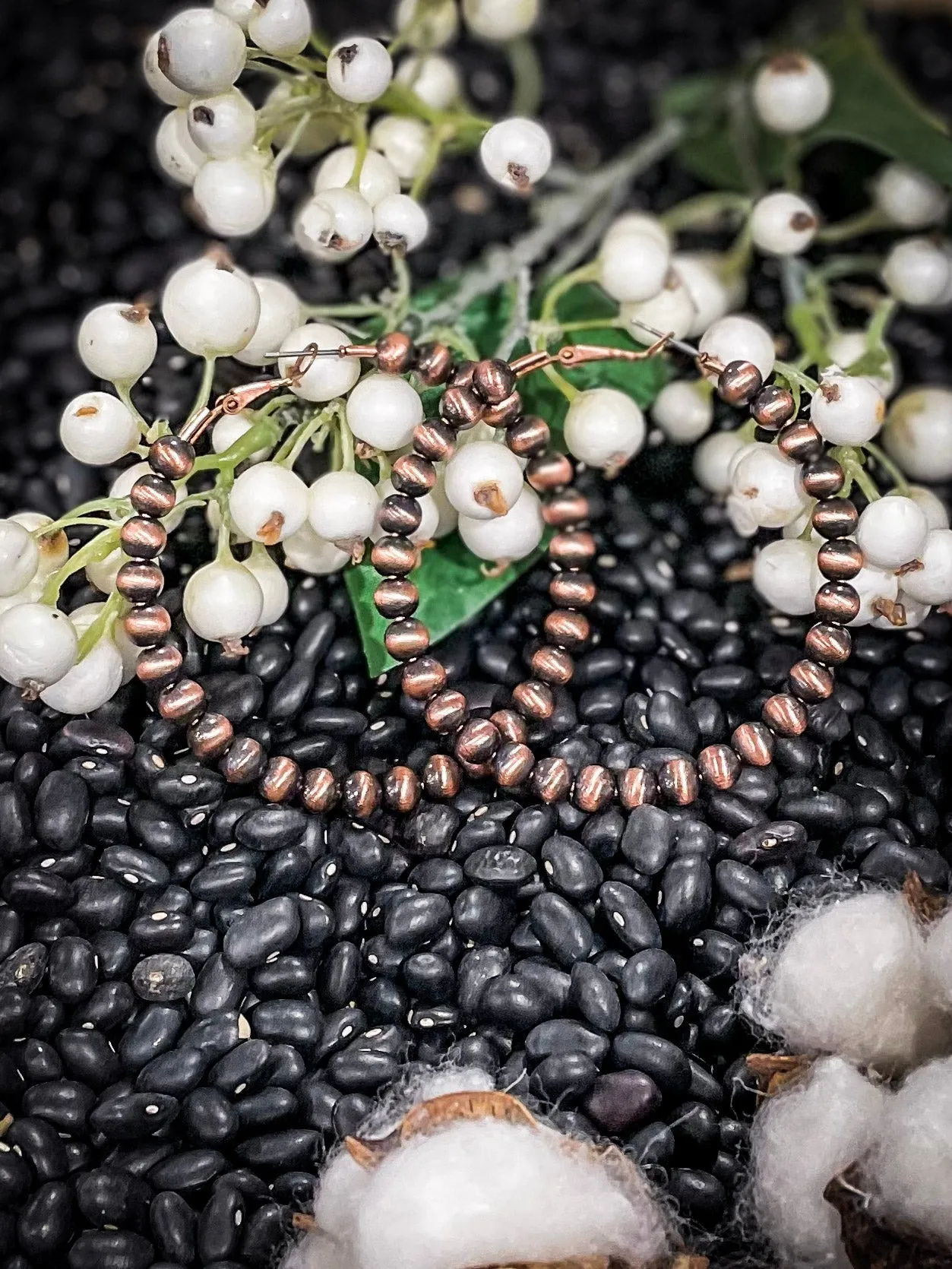 Darcy Navajo Style Pearl Hoop Earrings