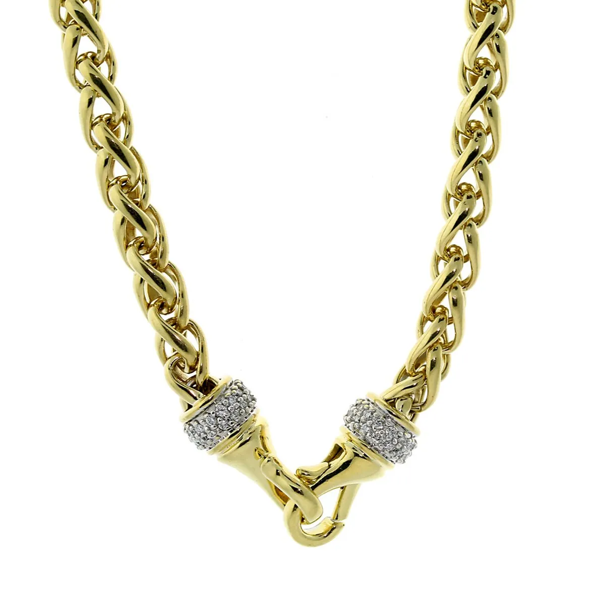 David Yurman Wheat Diamond Gold Necklace