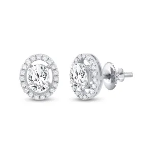 Dazzling Brilliance: 14kt White Gold Oval Diamond Solitaire Stud Earrings
