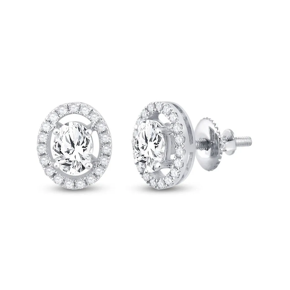 Dazzling Brilliance: 14kt White Gold Oval Diamond Solitaire Stud Earrings