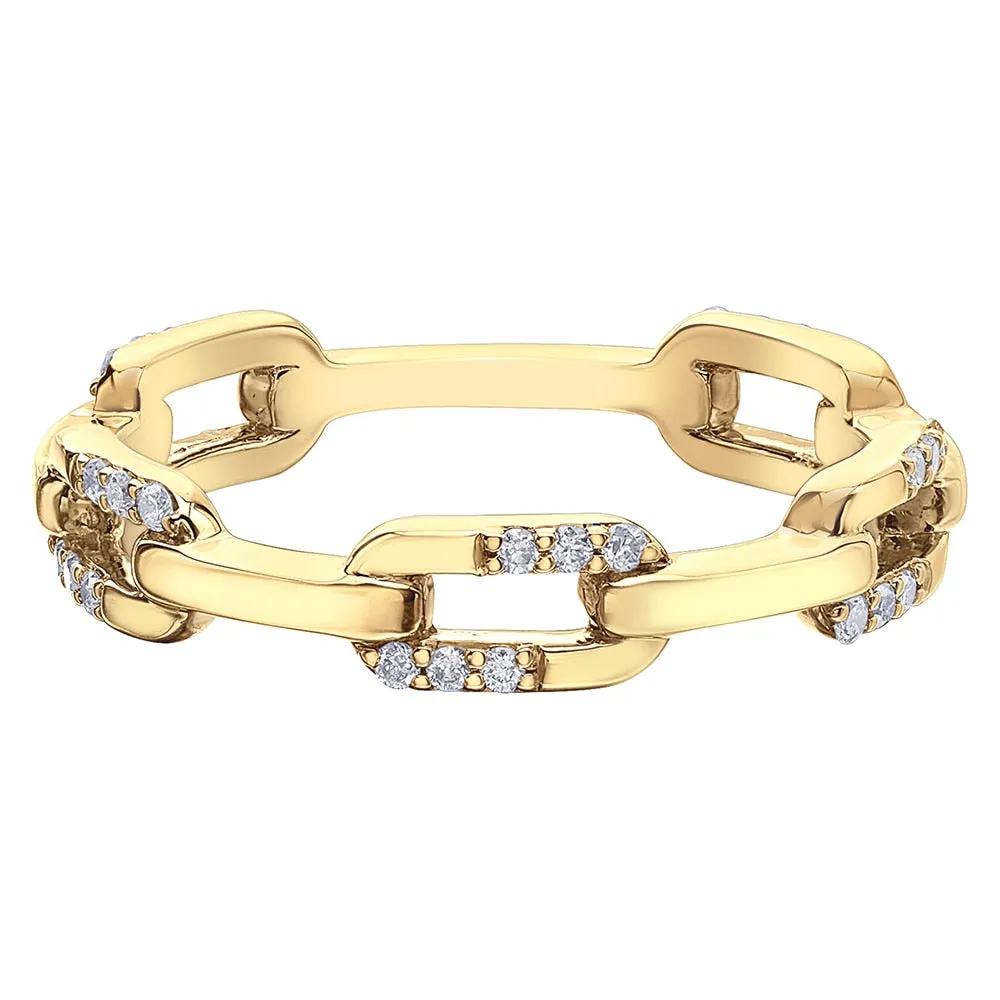 Diamond Chain-Link Right-Hand Ring