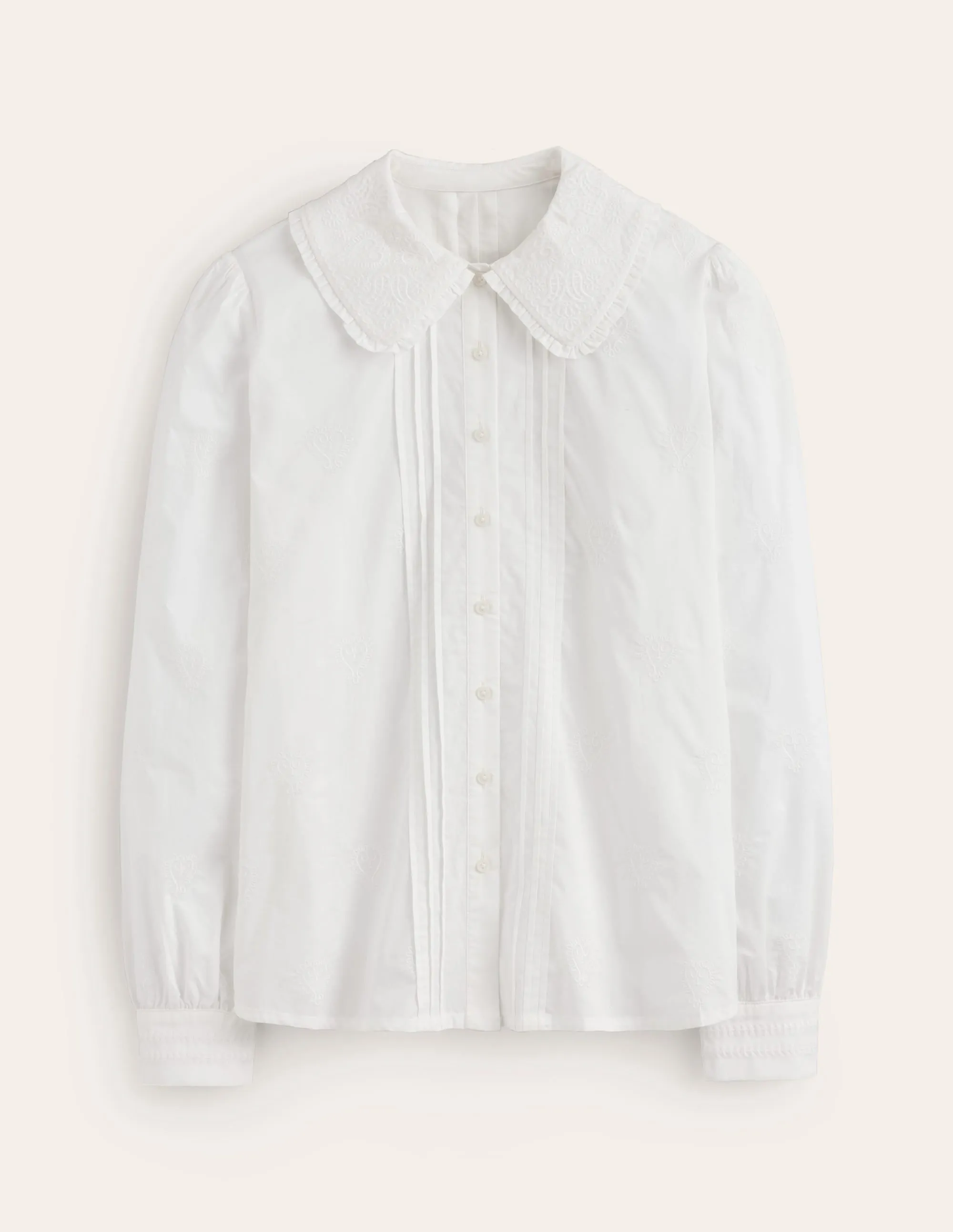Embroidered Collar Blouse-White
