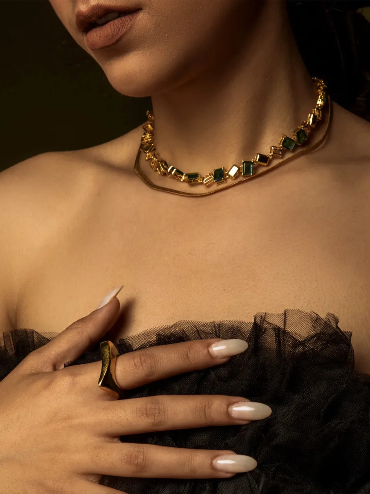 Emerald Brick Tennis Necklace