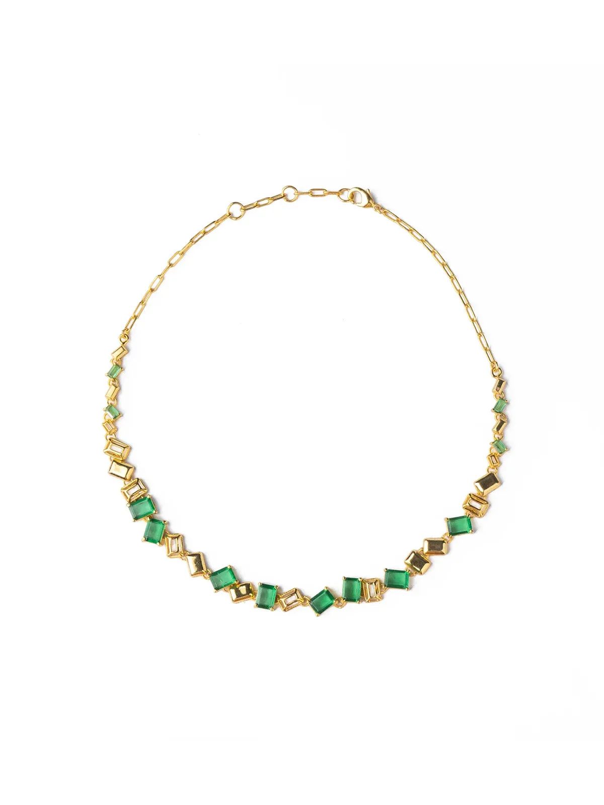 Emerald Brick Tennis Necklace