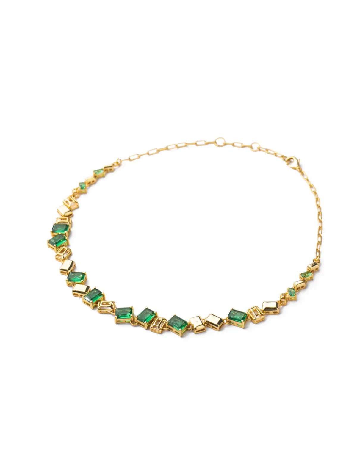 Emerald Brick Tennis Necklace
