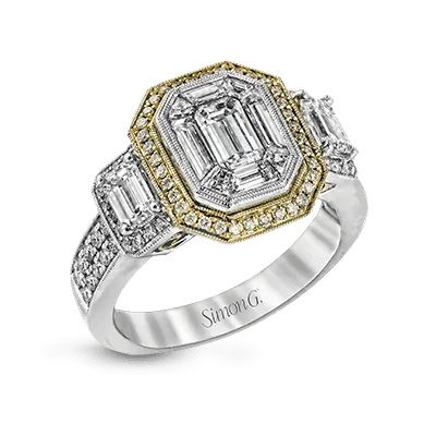 Emerald-Cut Halo Engagement Ring in 18k Gold with Diamonds LP1996 WHITE-ROSE 18K X