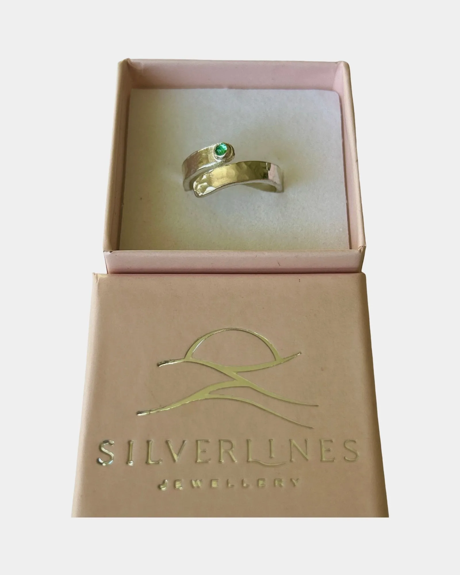 Emerald Silver Wrap Ring
