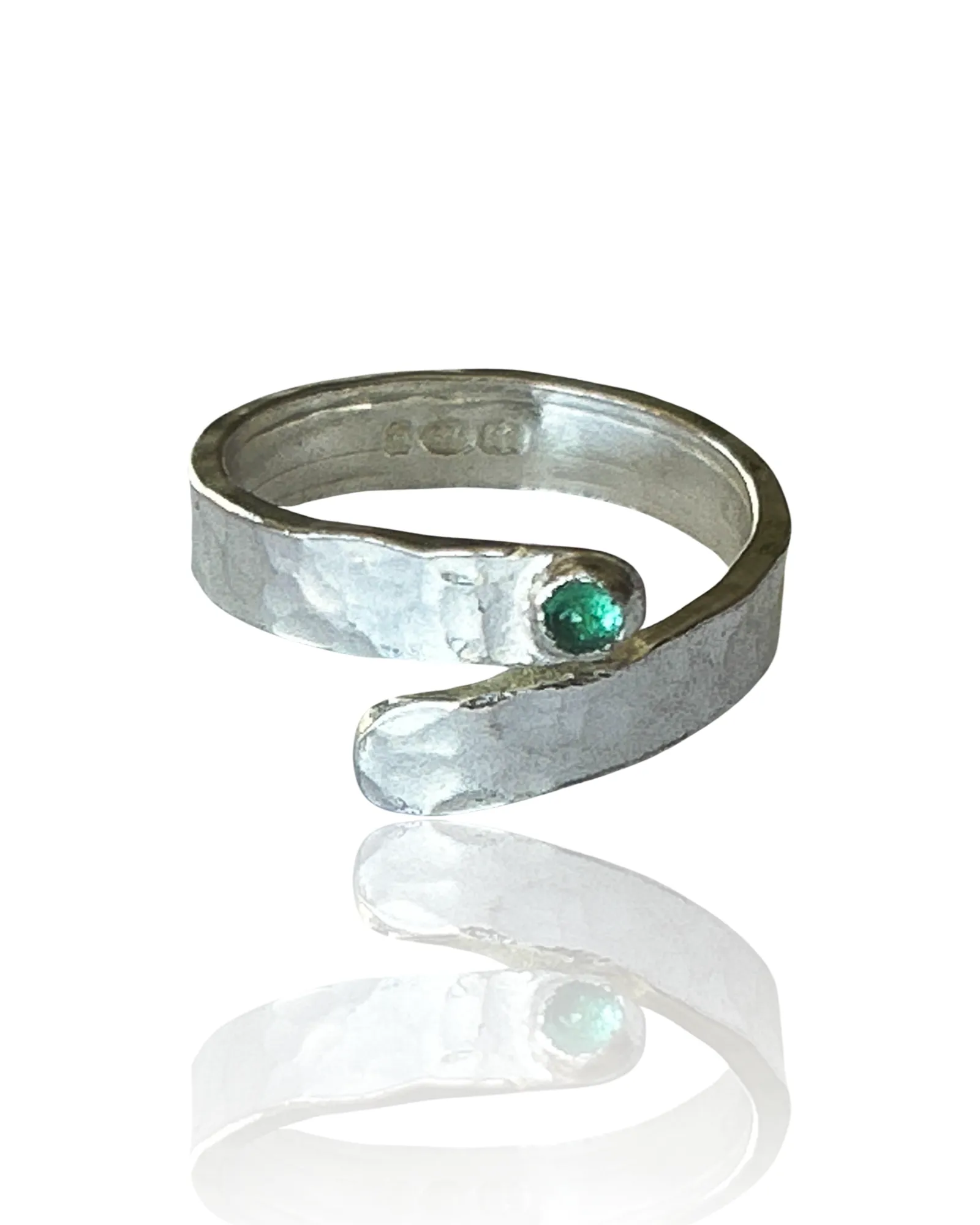 Emerald Silver Wrap Ring
