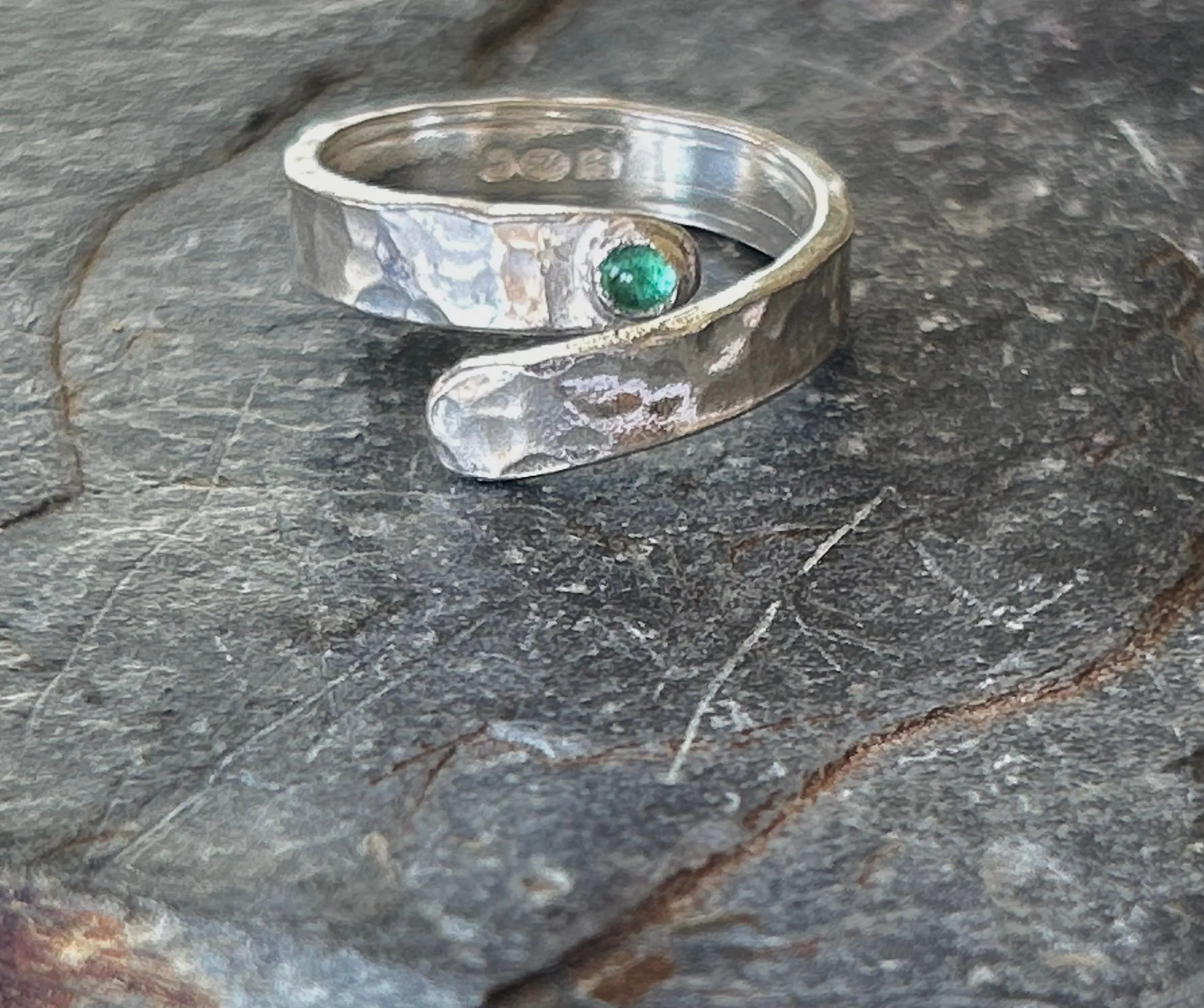 Emerald Silver Wrap Ring