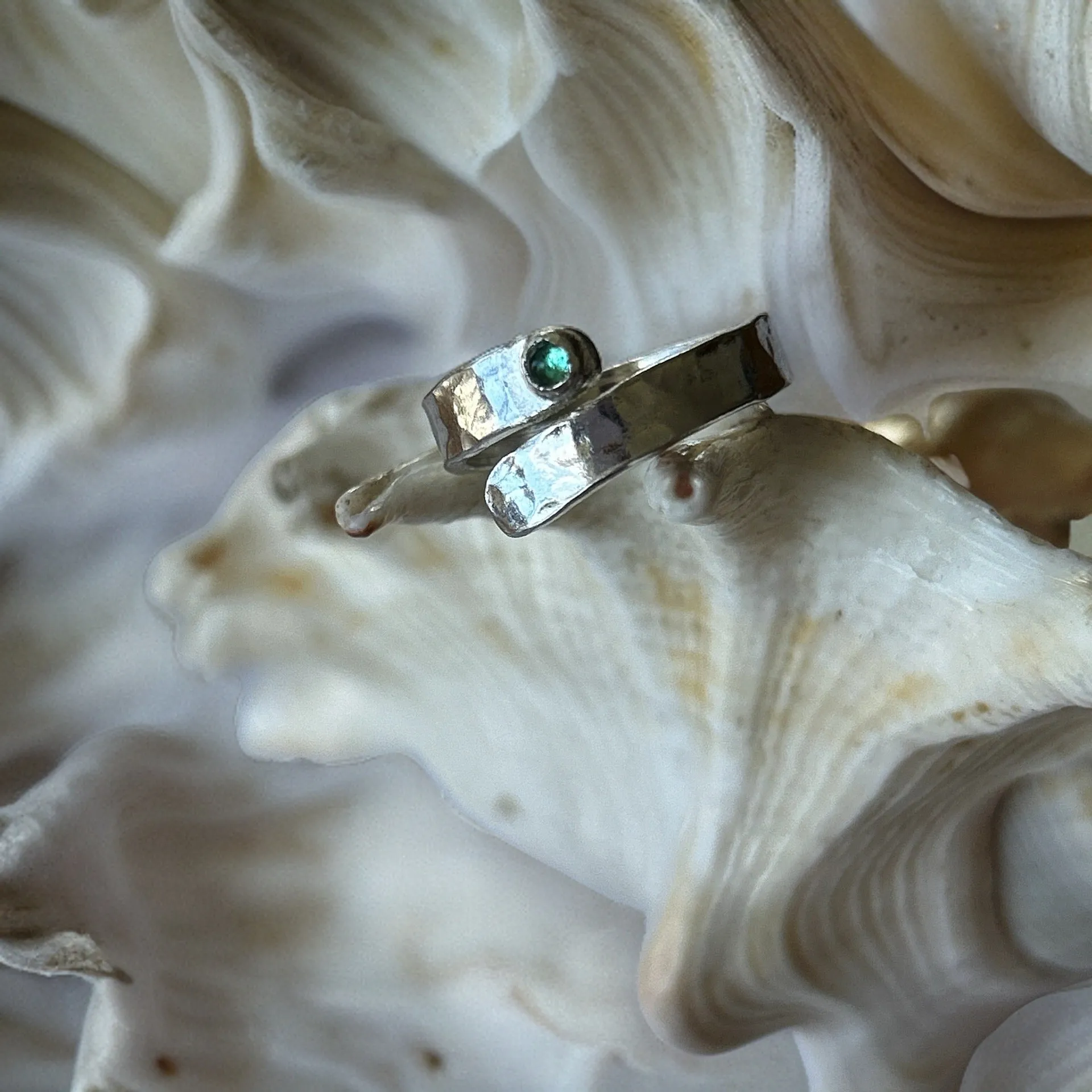 Emerald Silver Wrap Ring