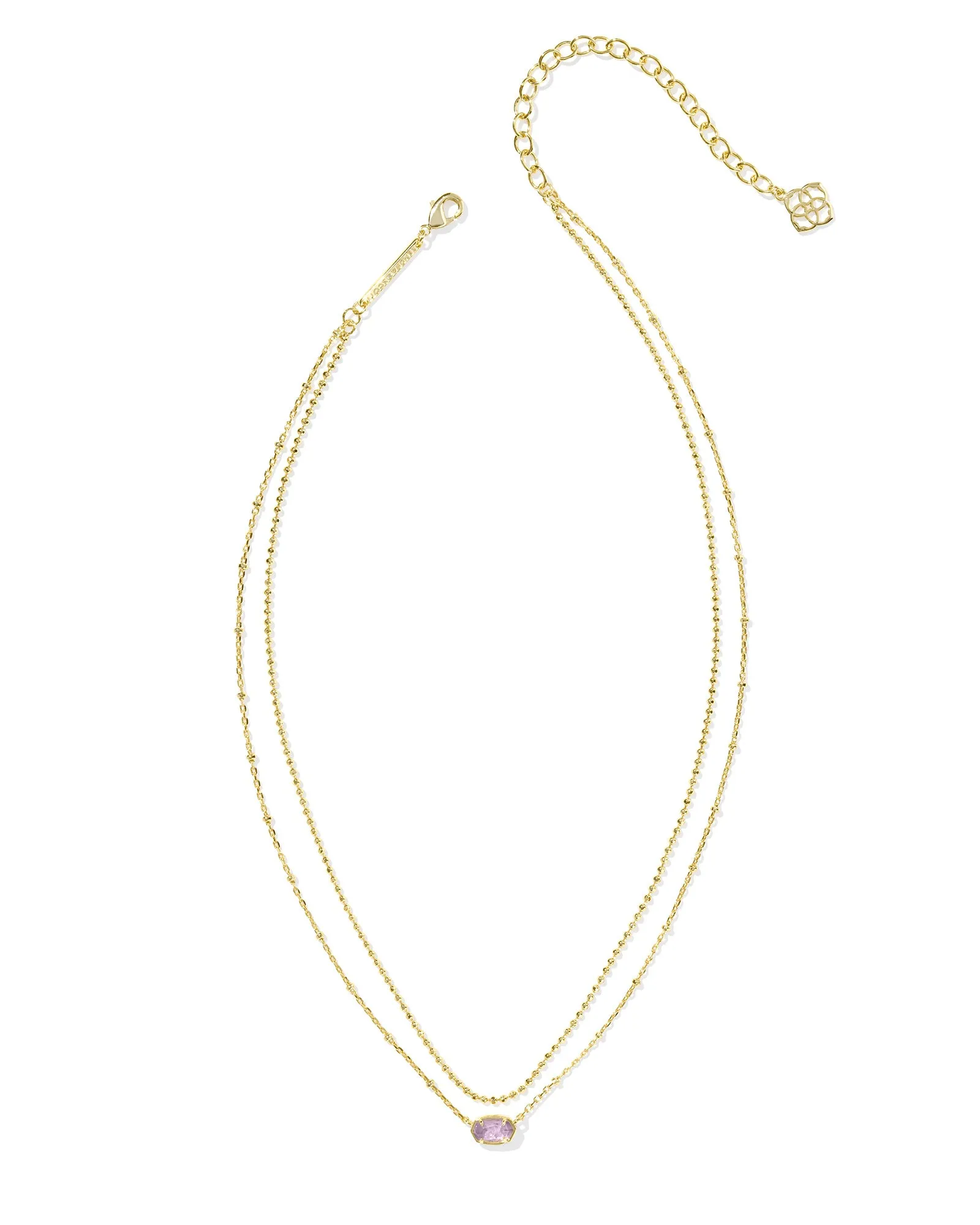 Emilie Gold Multi Strand Necklace Purple Amethyst