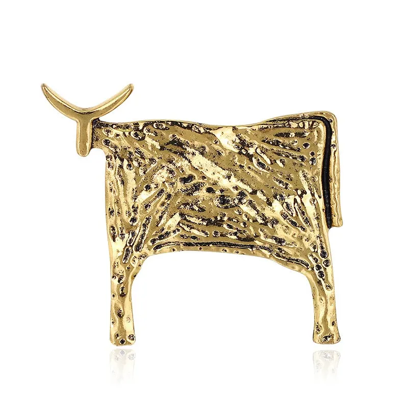 Enamel Bull Brooch Zodiac Brooches Women And Men Pin Animal Cattle Cow Brooch