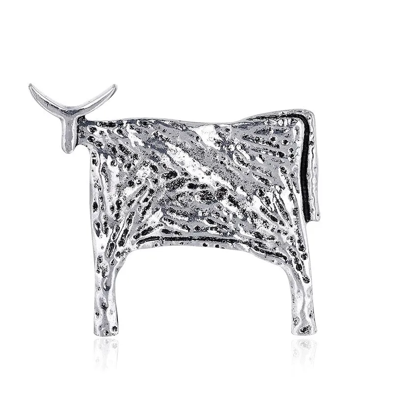 Enamel Bull Brooch Zodiac Brooches Women And Men Pin Animal Cattle Cow Brooch