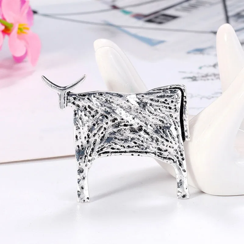Enamel Bull Brooch Zodiac Brooches Women And Men Pin Animal Cattle Cow Brooch