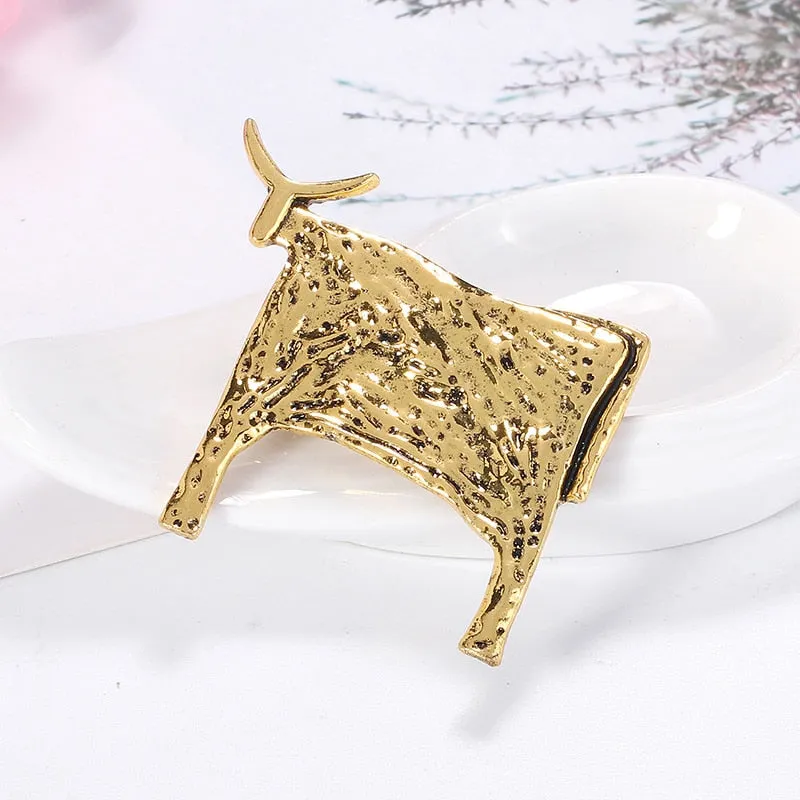 Enamel Bull Brooch Zodiac Brooches Women And Men Pin Animal Cattle Cow Brooch