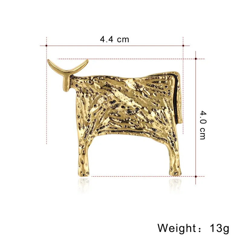 Enamel Bull Brooch Zodiac Brooches Women And Men Pin Animal Cattle Cow Brooch