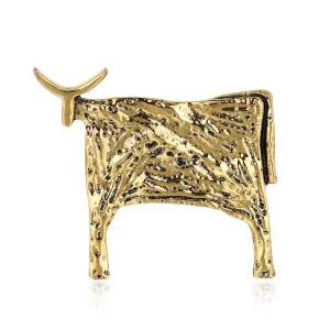 Enamel Bull Brooch Zodiac Brooches Women And Men Pin Animal Cattle Cow Brooch
