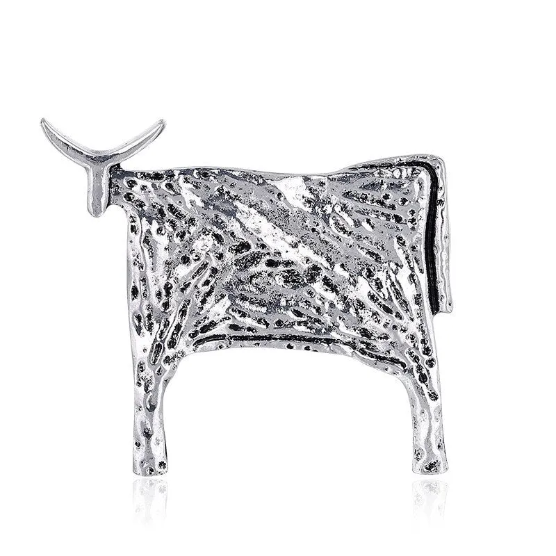 Enamel Bull Brooch Zodiac Brooches Women And Men Pin Animal Cattle Cow Brooch