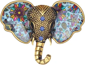 Enamel Zinc Alloy Fashion Elephant Brooches Pins Jungle Animals Trunk Rhinestone Jewelry Fun Gifts for Women Kids Girls Party Gifts Charms