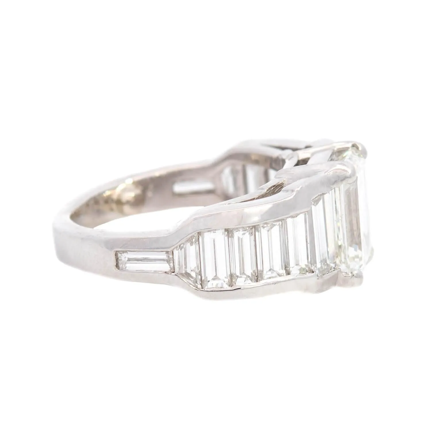 Estate Platinum 5.59ctw Emerald Diamond Engagement Ring