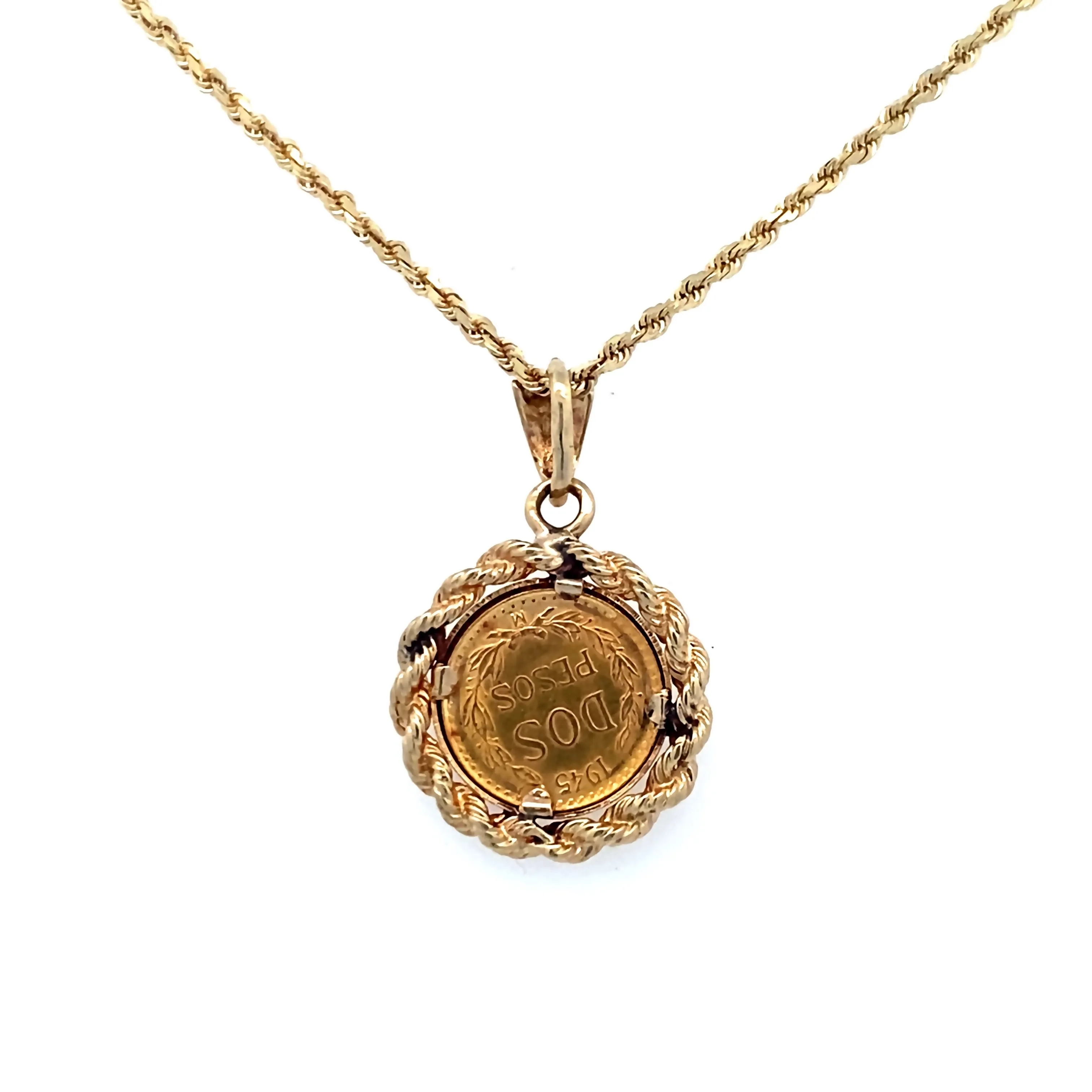 Estate Yellow Gold Peso Pendant Pendant